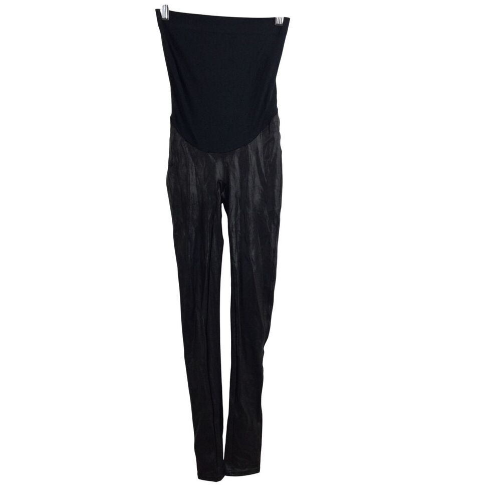 Spanx Leggings Women Mama Faux Leather Tight Maternity Yoga Pants Black XS